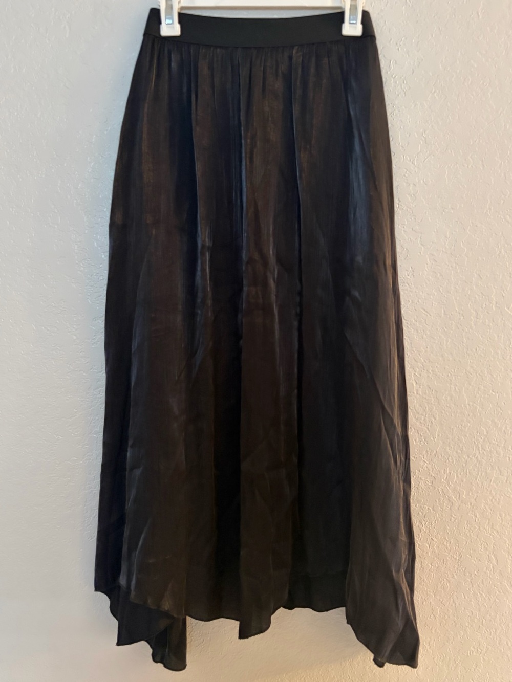 Black Shimmery A-Line Asymmetrical Maxi Skirt Women's US Size XL